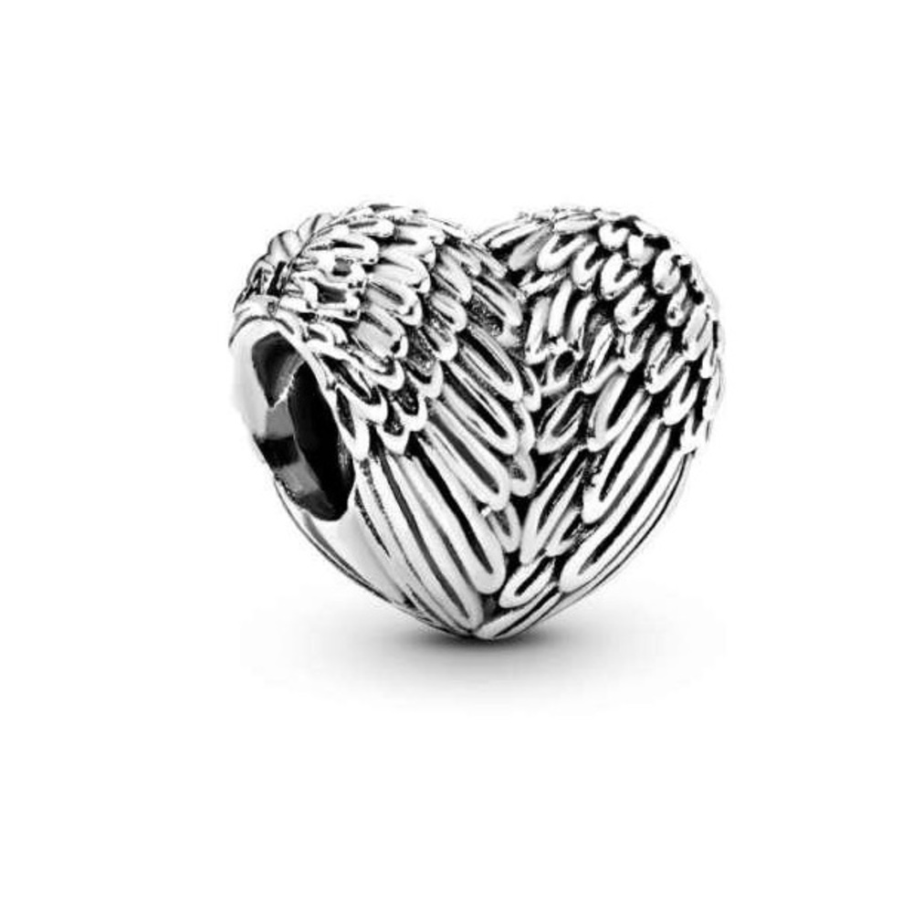 Pandora Silver Winged Feathers Heart Charm